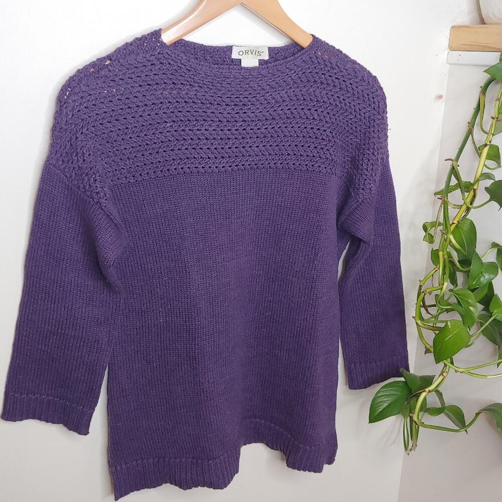 Orvis Purple Cotton Blend Sweater, Small